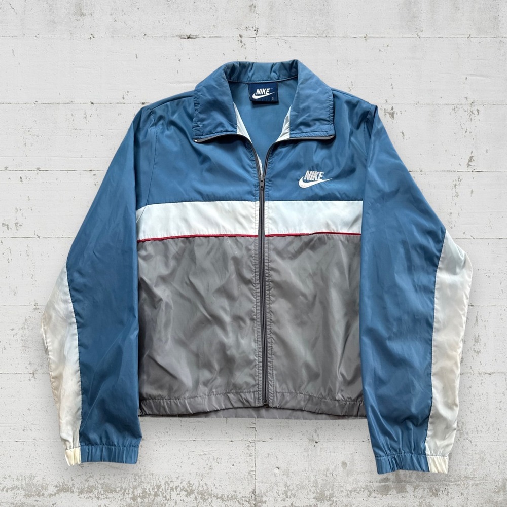 Vintage Nike Windbreaker Jacket Mens S Blue Colorblock Full Zip Blue Tag 80s